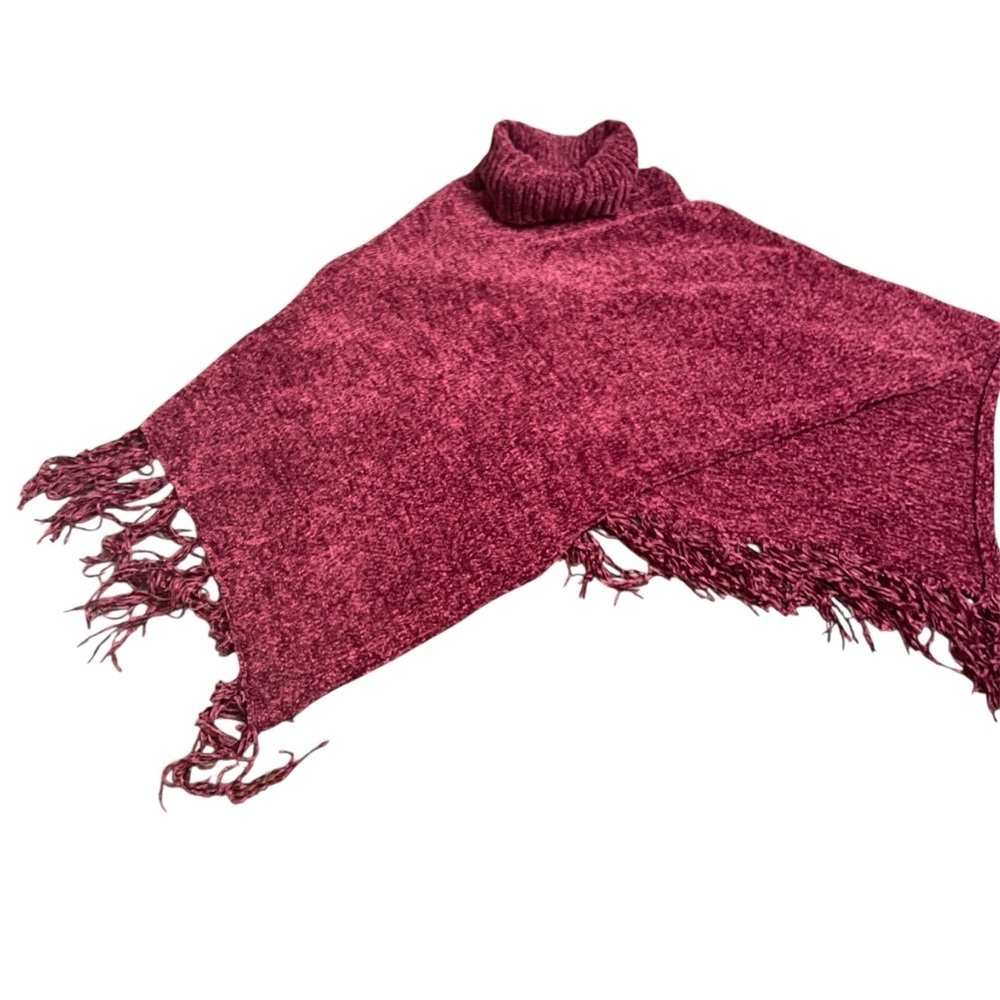 Britt's Knits Womens Beyond Soft Cowl Neck Poncho One Size Chenille Burgundy